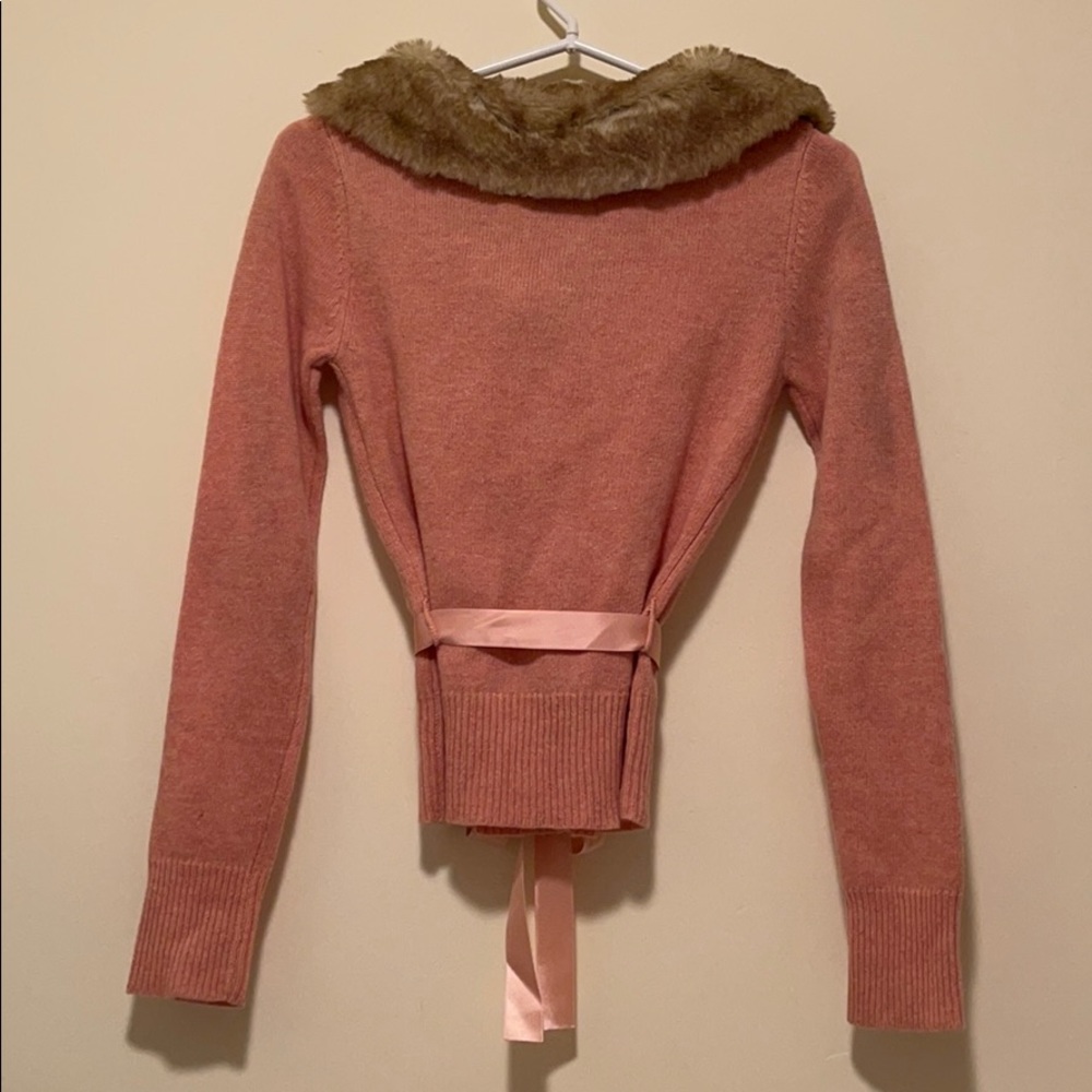 NWOT vintage style cardigan w/ removable faux fur - Picture 9 of 13
